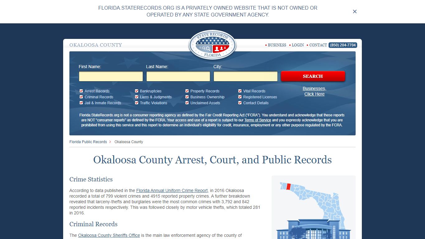 Okaloosa County Arrest, Court, and Public Records