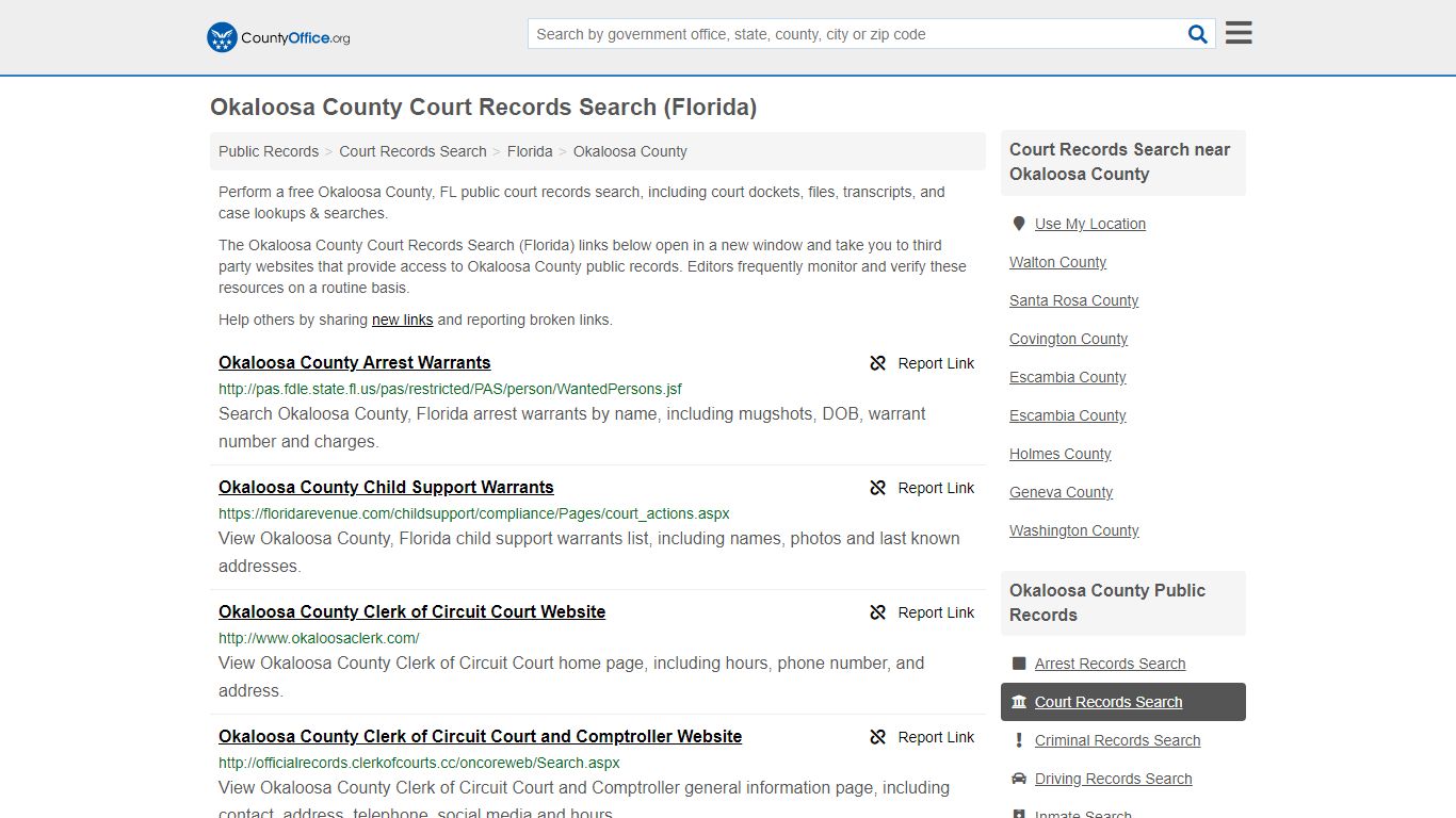 Okaloosa County Court Records Search (Florida) - County Office