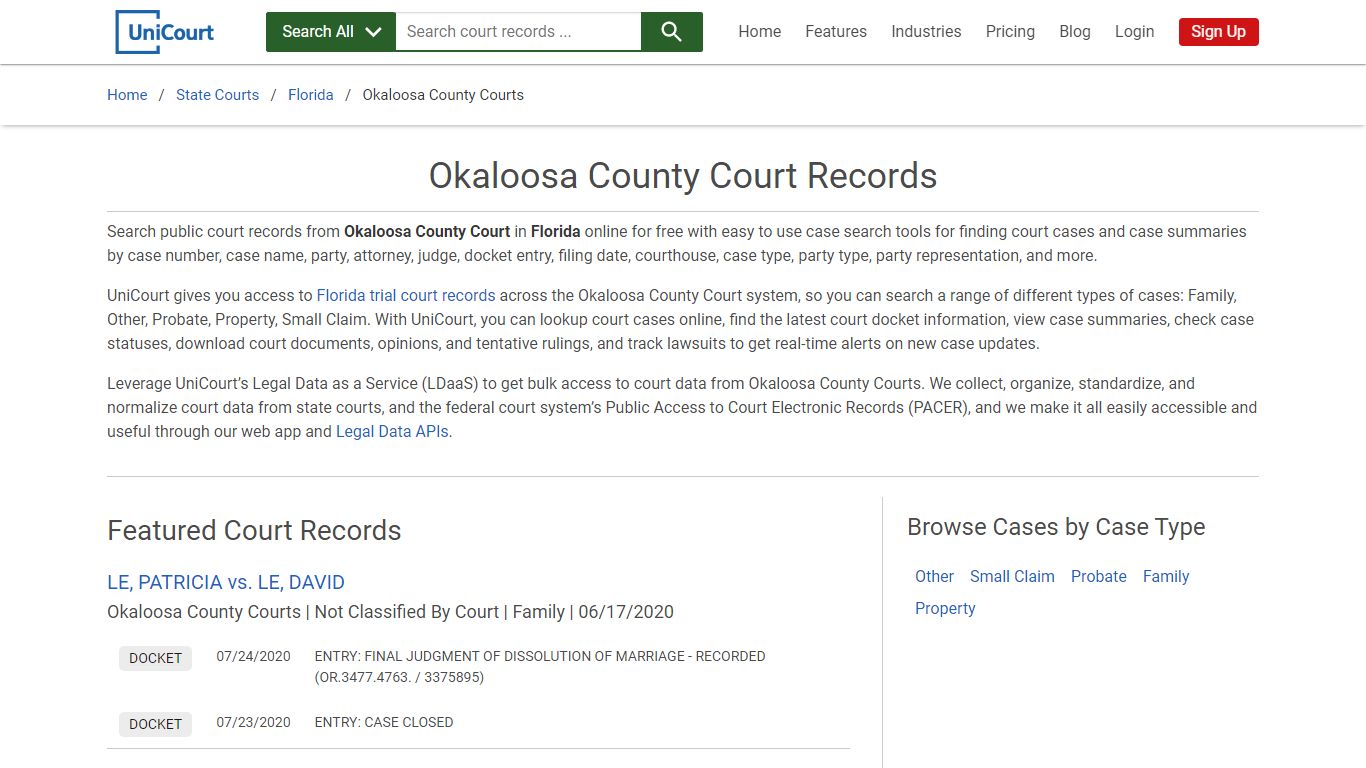 Okaloosa County Court Records | Florida | UniCourt